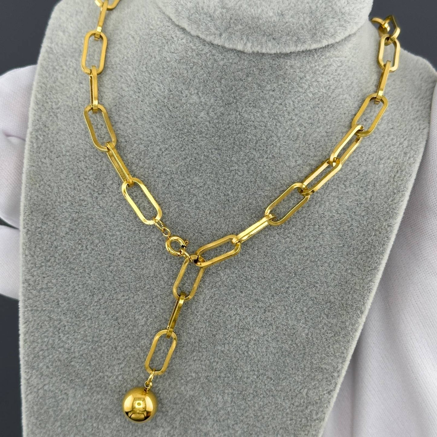 Golden Orb Pendant Chain Necklace