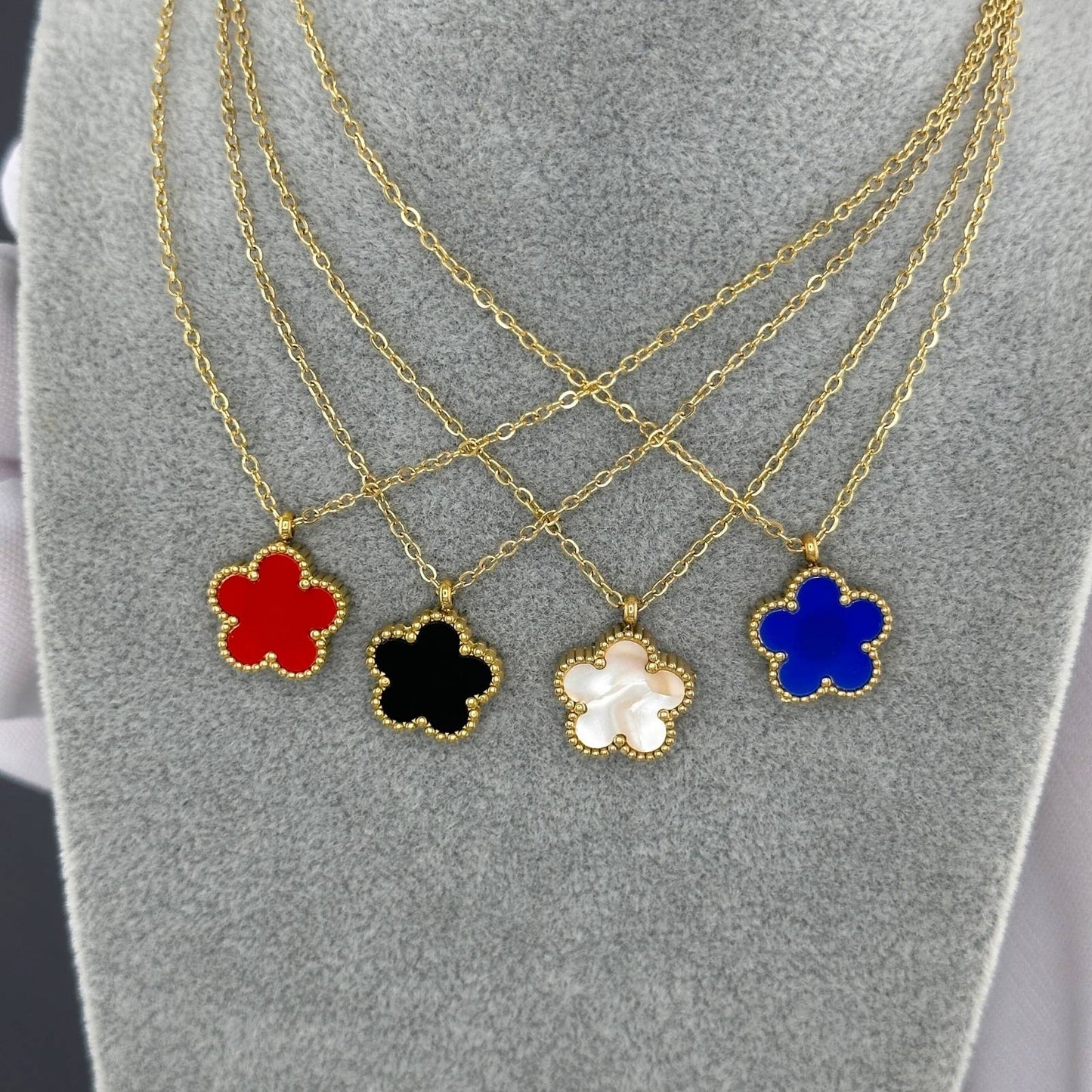 Golden Flower Mother-of-Pearl Pendant Necklace