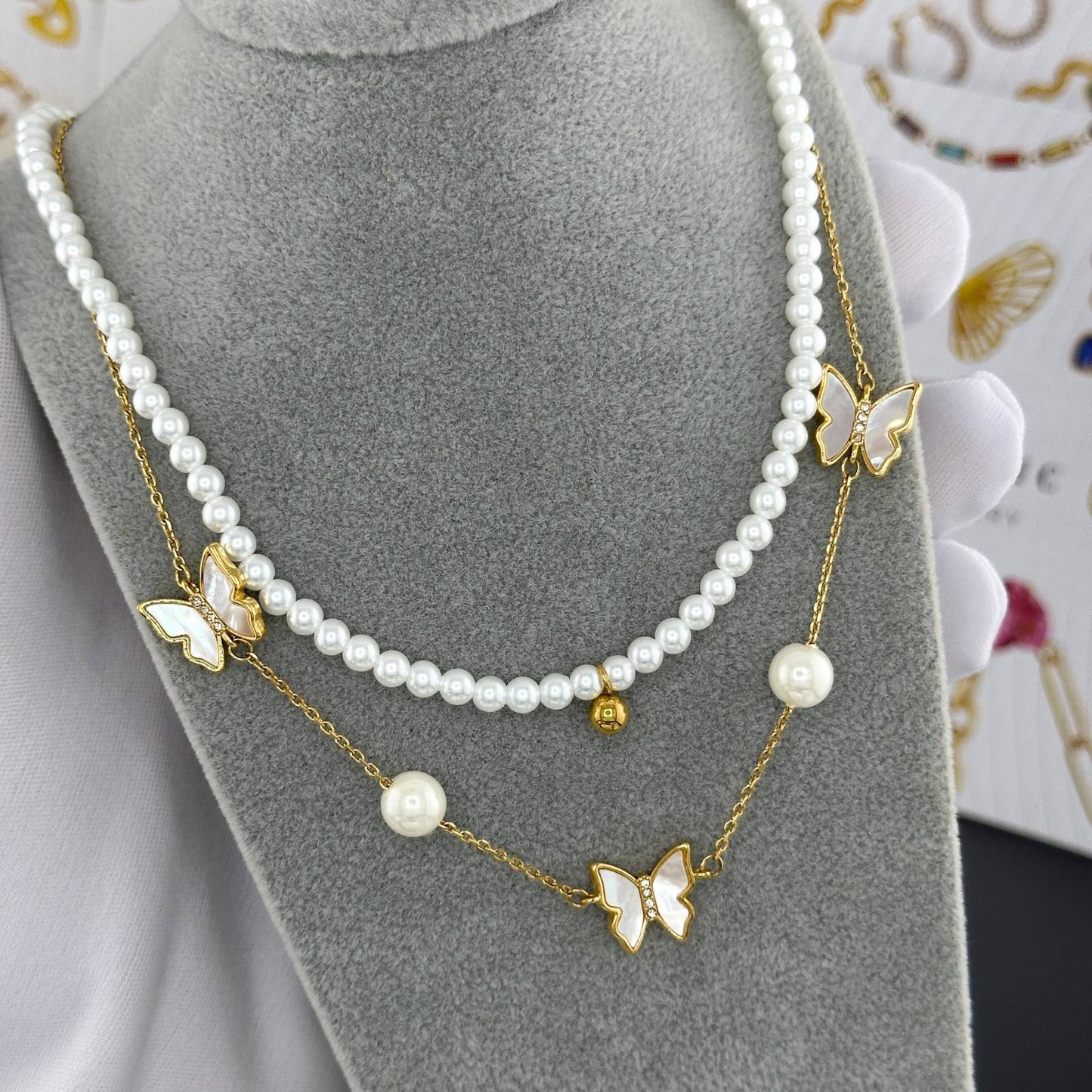 Classic Pearl Necklace with Gold Charm