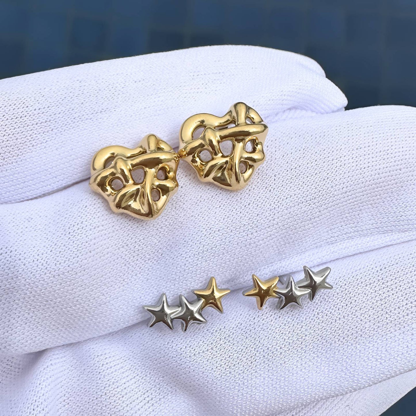 Gold and Silver Star Stud Earrings