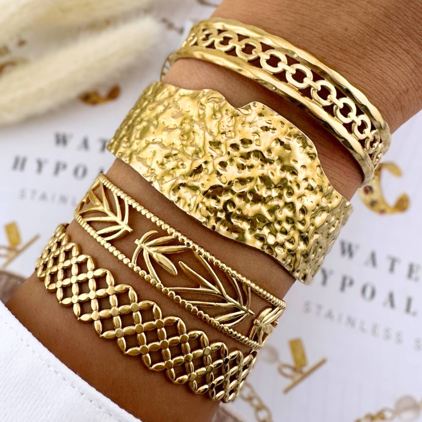 Golden Lattice Cuff Bracelet