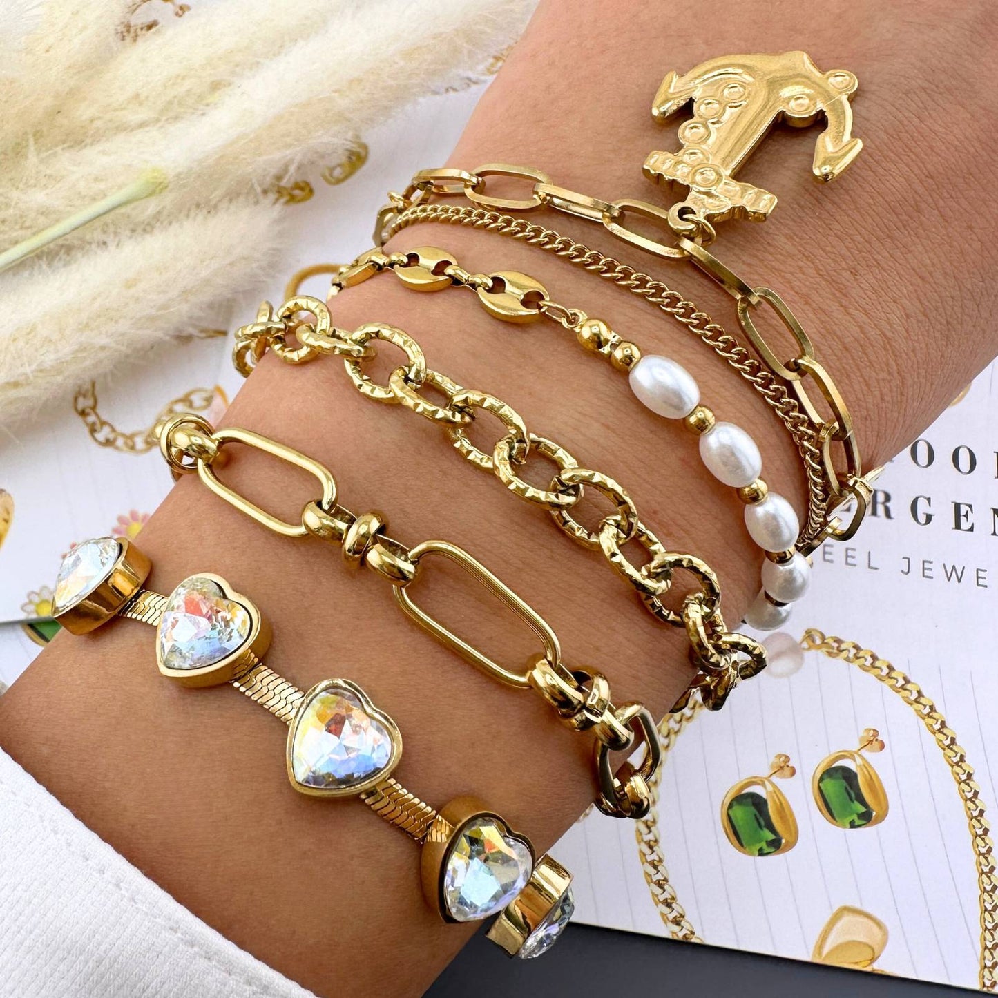 Golden Anchor Charm Bracelet