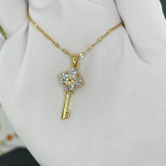 Golden Star Key Pendant Necklace