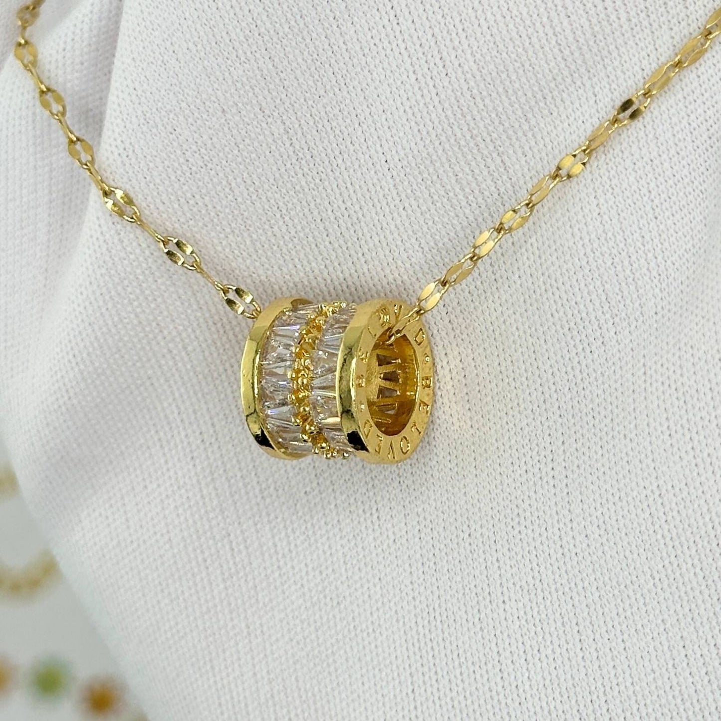 Cubic Zirconia Barrel Pendant Necklace