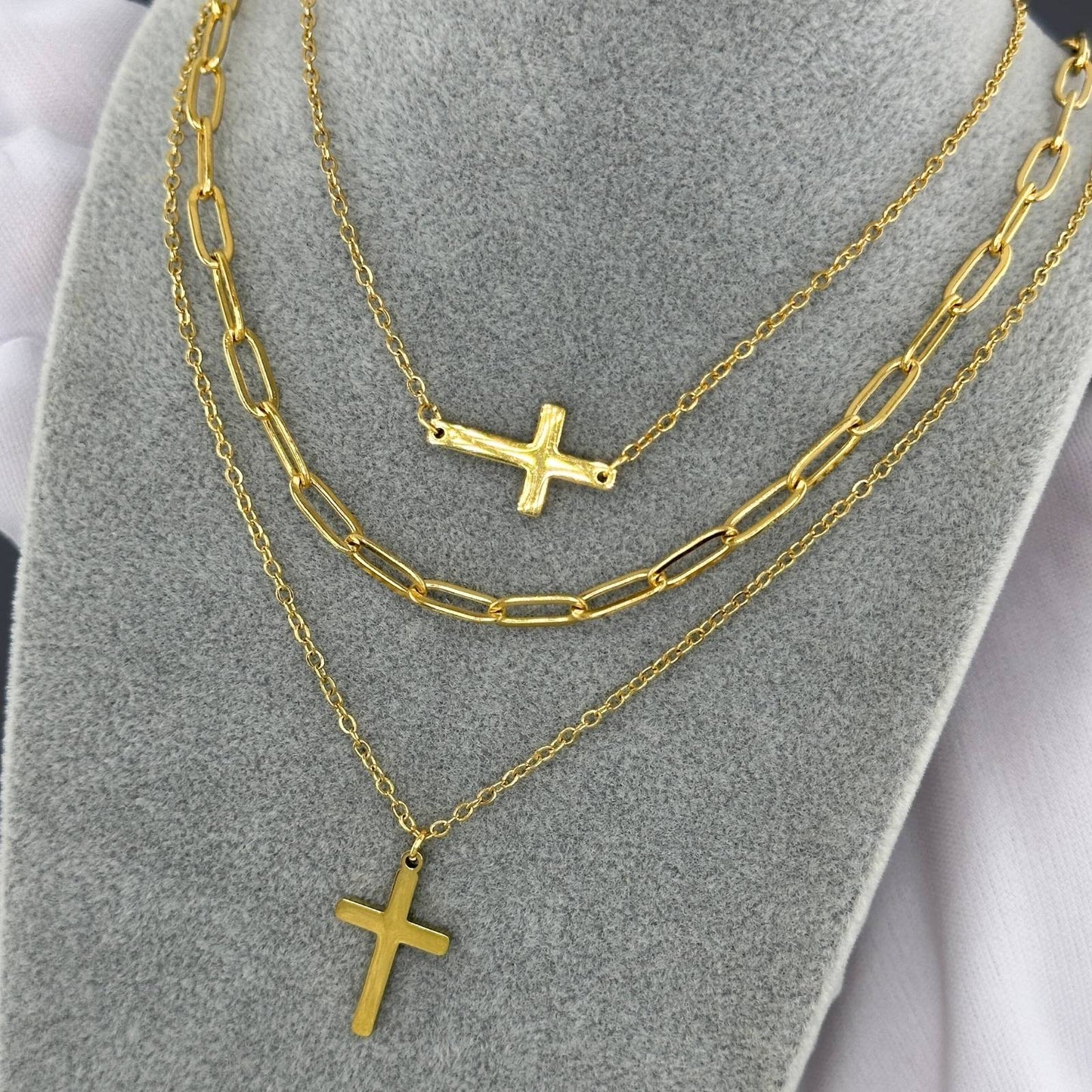 Golden Cross Layered Necklace