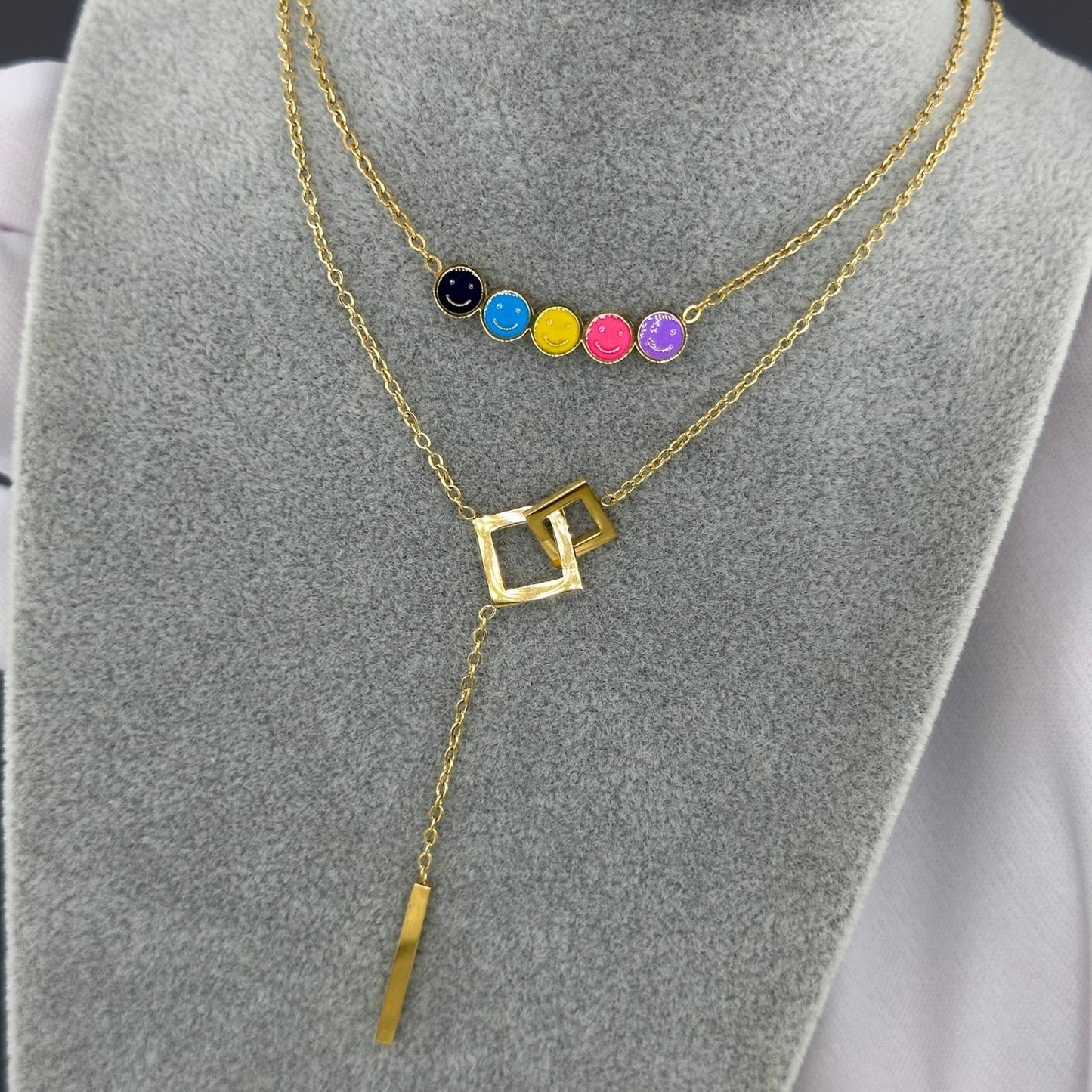 Geometric Gold Drop Necklace