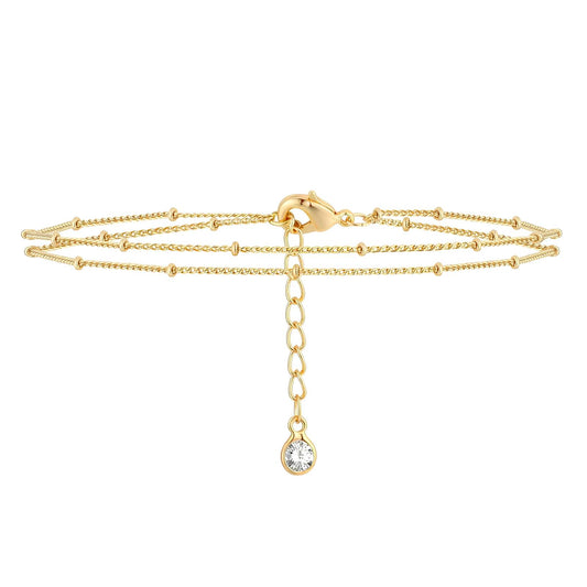 Golden Multi-Layer Beaded Bracelet with Charm