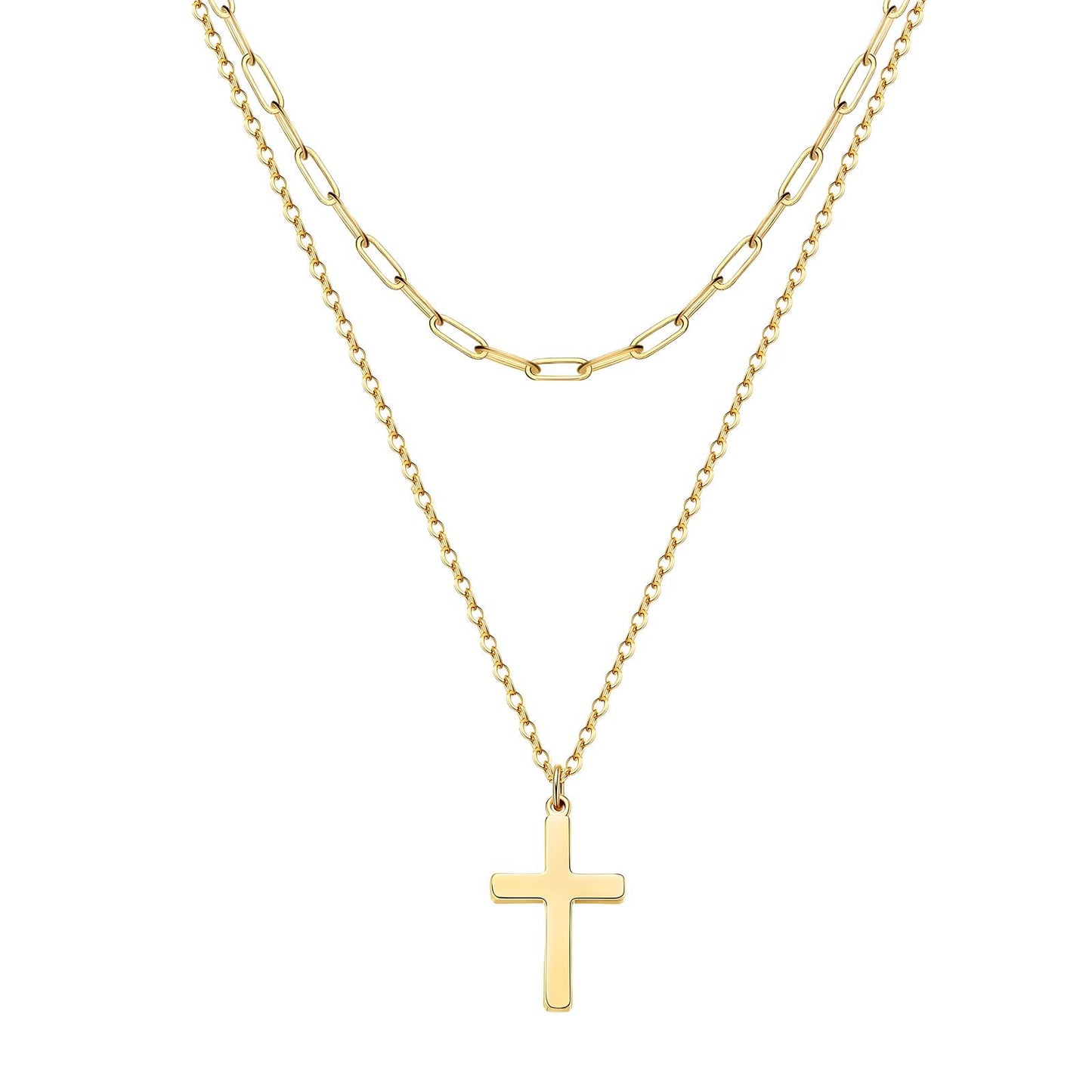 Golden Cross Layered Necklace