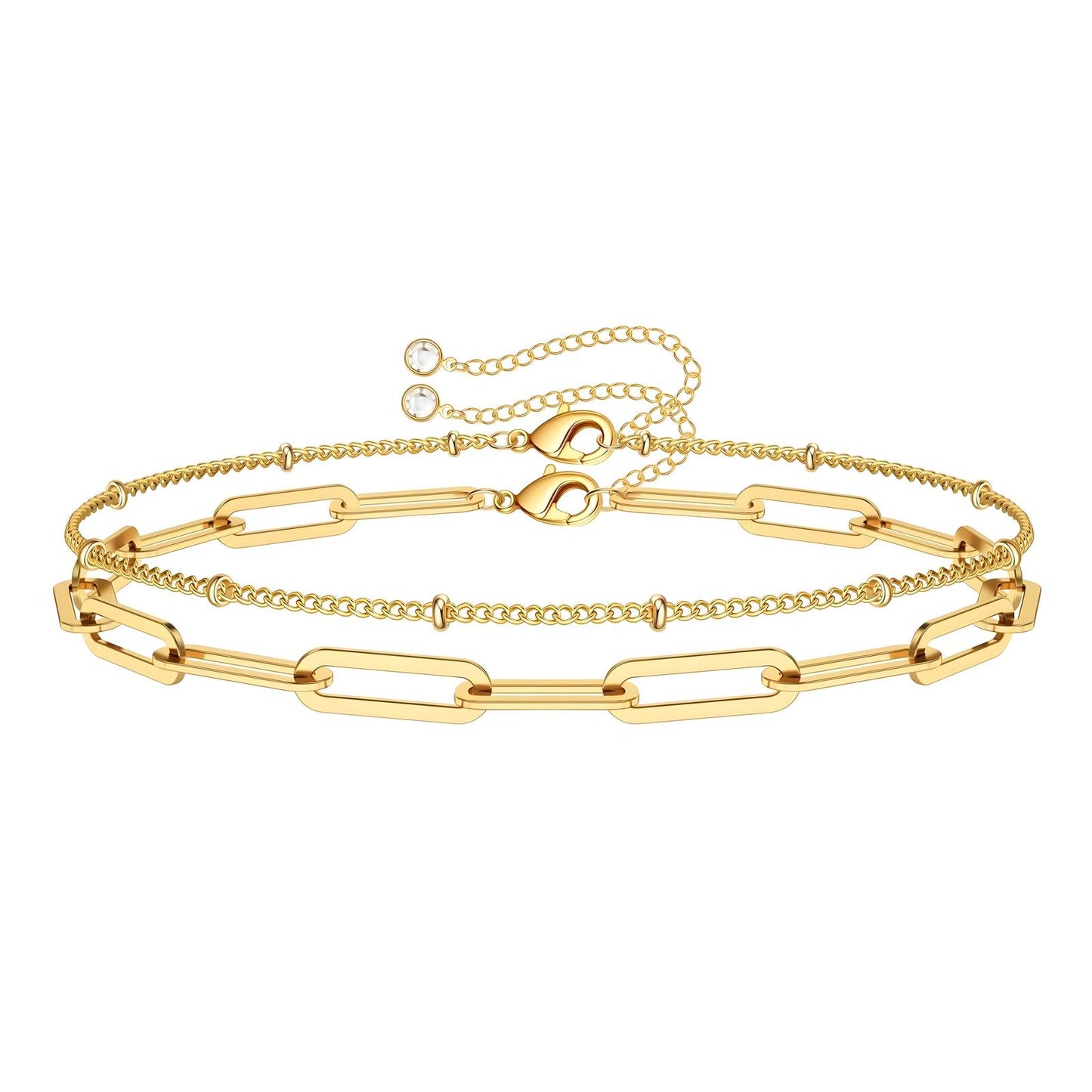 Golden Link Chain Double Bracelet