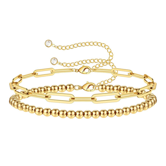 Golden Link Chain Double Bracelet