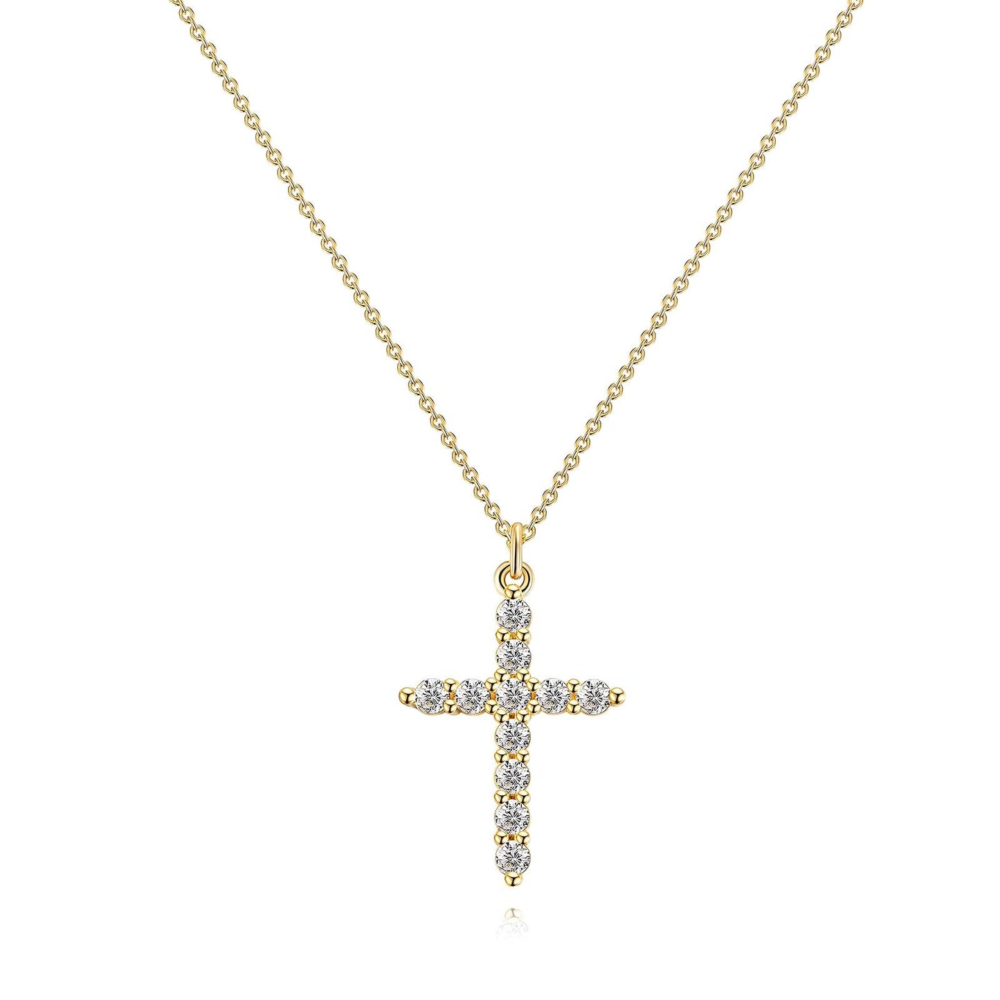 Golden Cubic Zirconia Cross Necklace