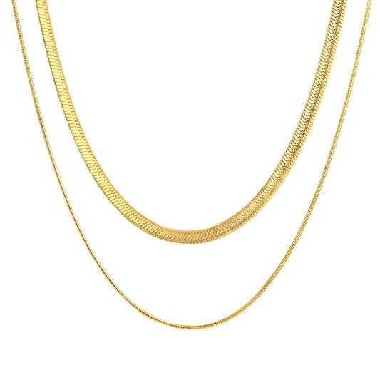 Layered Herringbone Chain Necklace