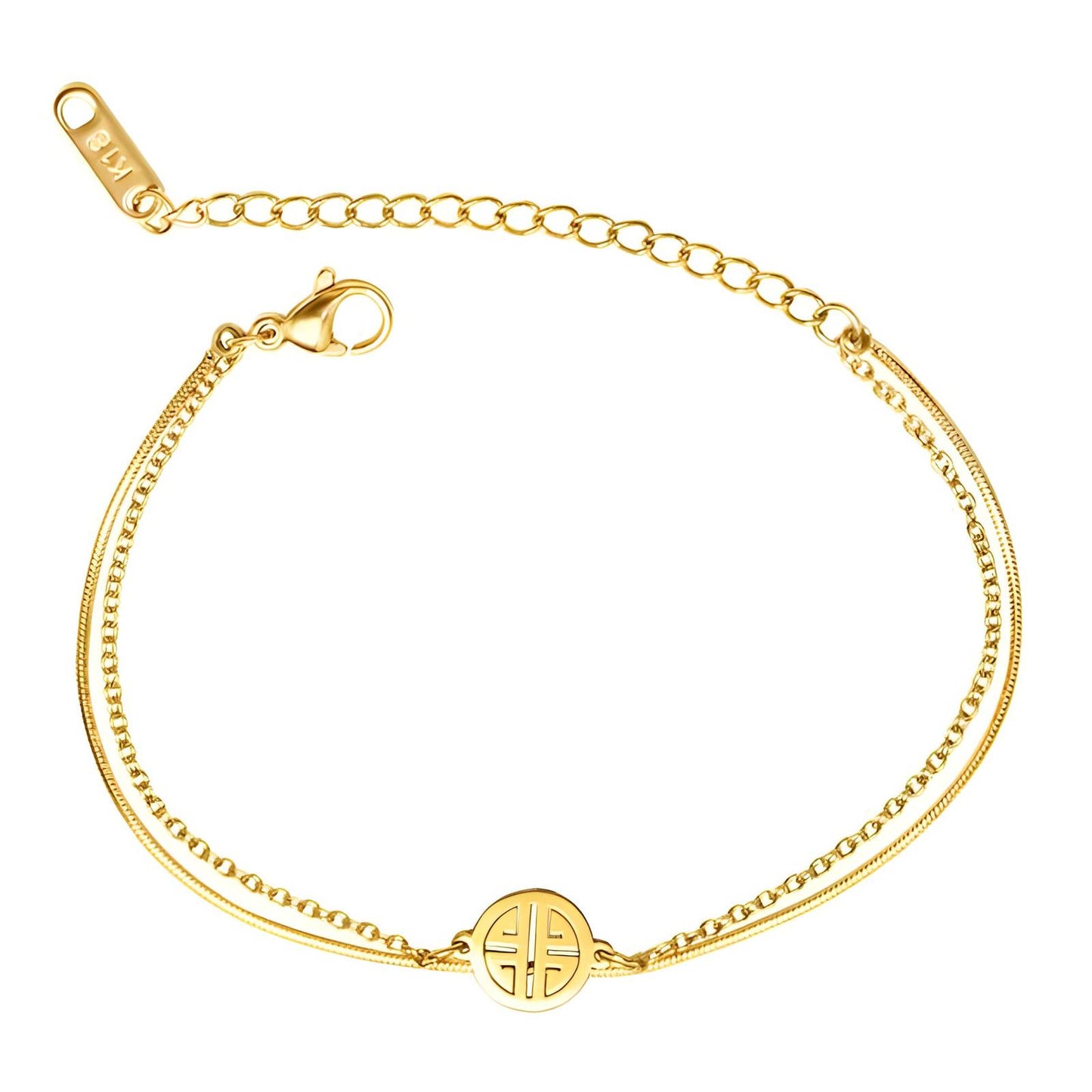 Golden Double Chain Symbol Bracelet