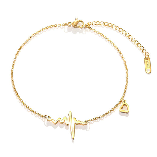 Golden Heartbeat Bracelet with Heart Charm