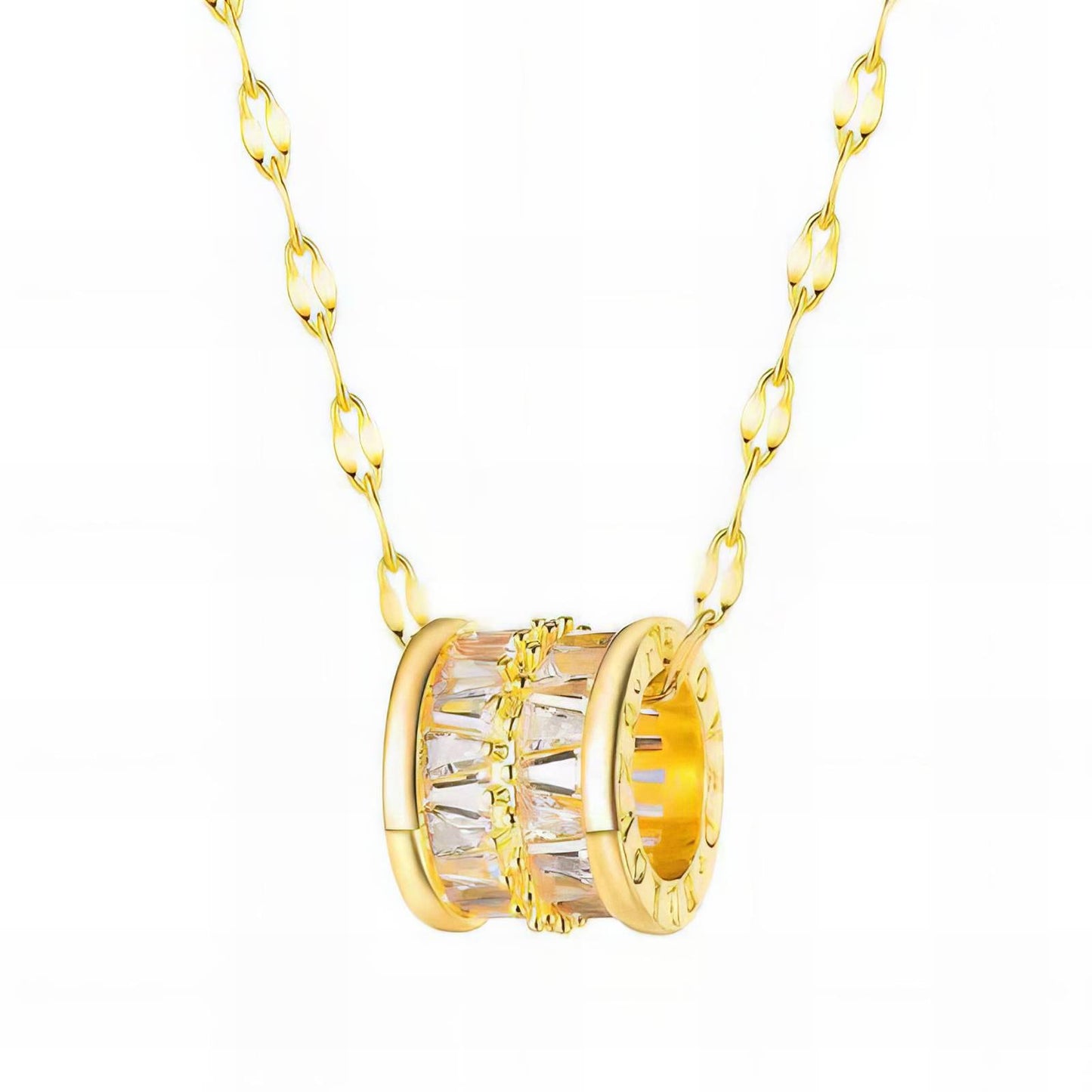 Cubic Zirconia Barrel Pendant Necklace