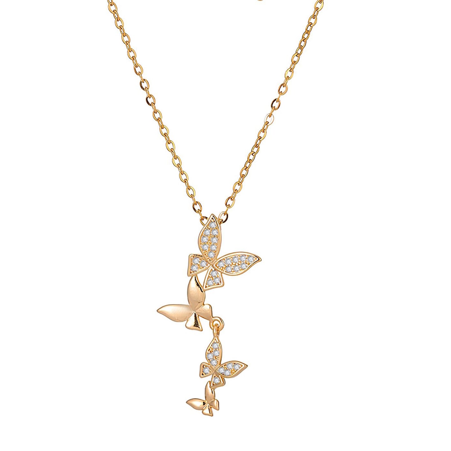 Golden Butterfly Cascade Necklace