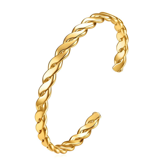 Twisted Open Cuff Golden Bracelet