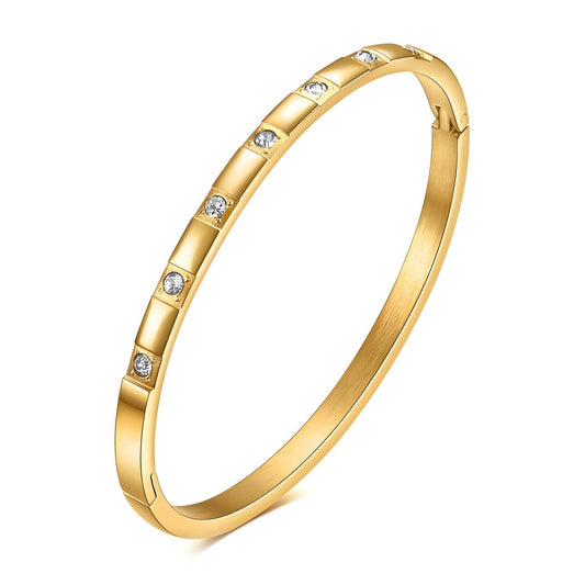 Golden Cubic Zirconia Bangle Bracelet