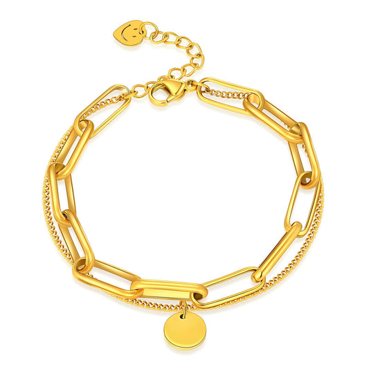 Chunky Gold Chain Bracelet with Charm