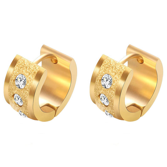 Glittering Gold Huggie Earrings with Cubic Zirconia