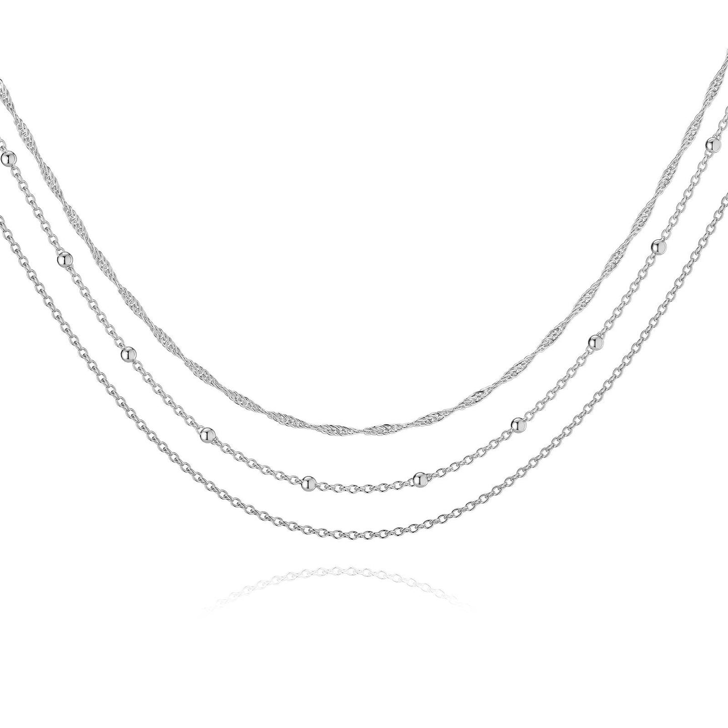 Silver Layered Chain Necklace