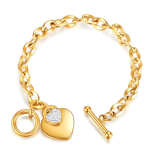 Heart Charm Toggle Bracelet