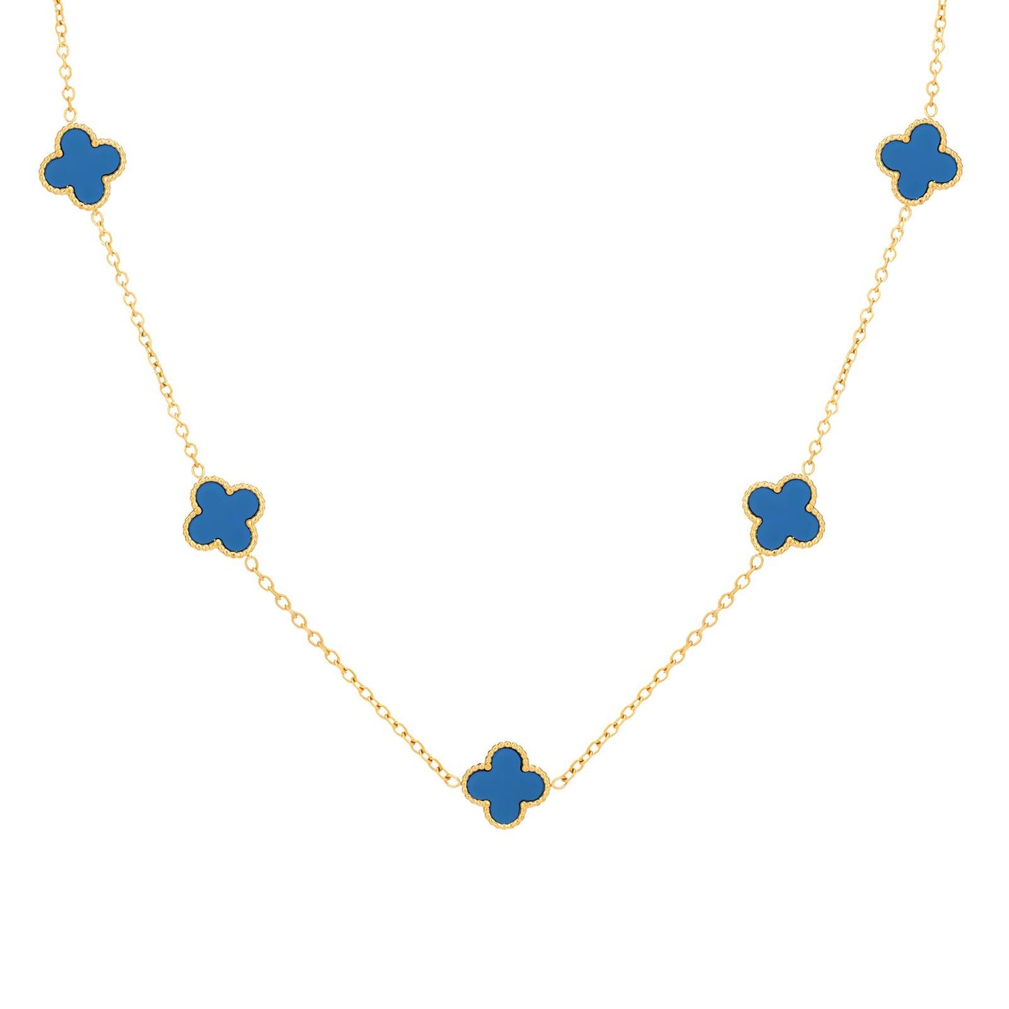 Clover Charm Necklace in Blue and Gold