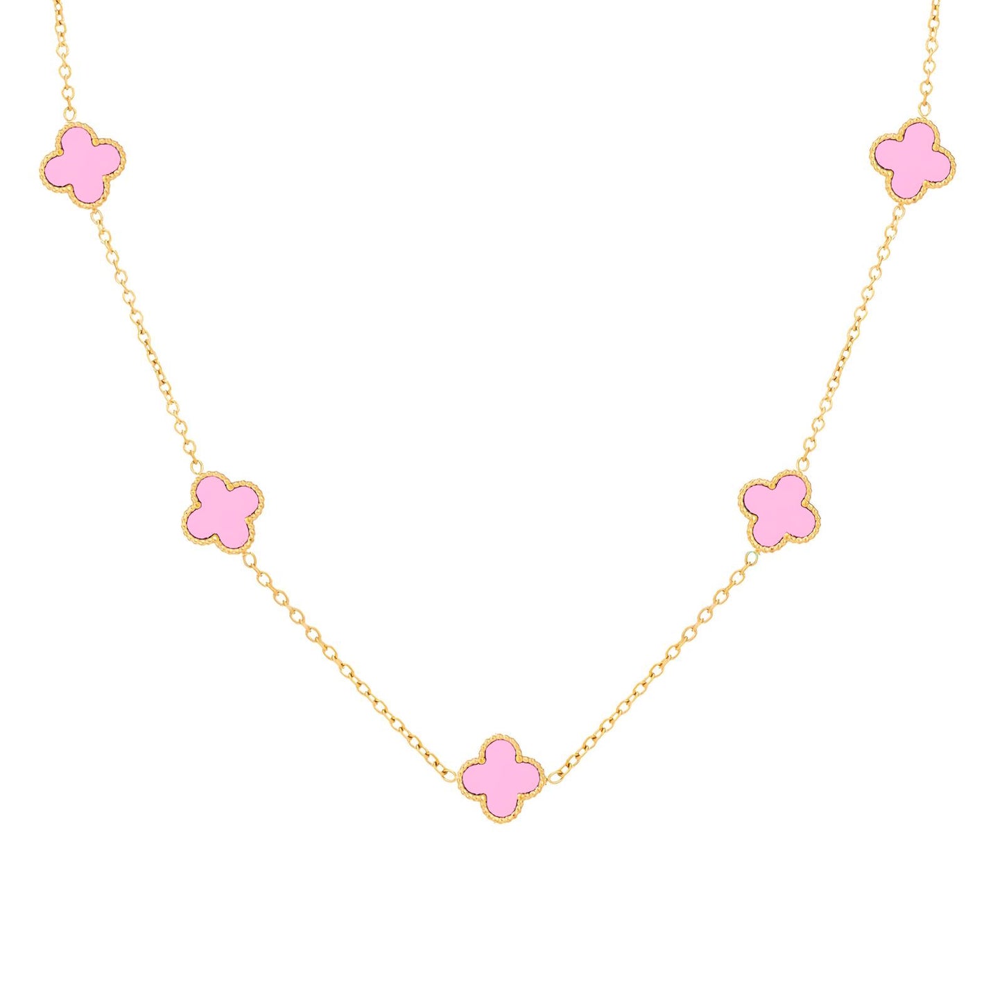 Blush Pink Clover Charm Necklace