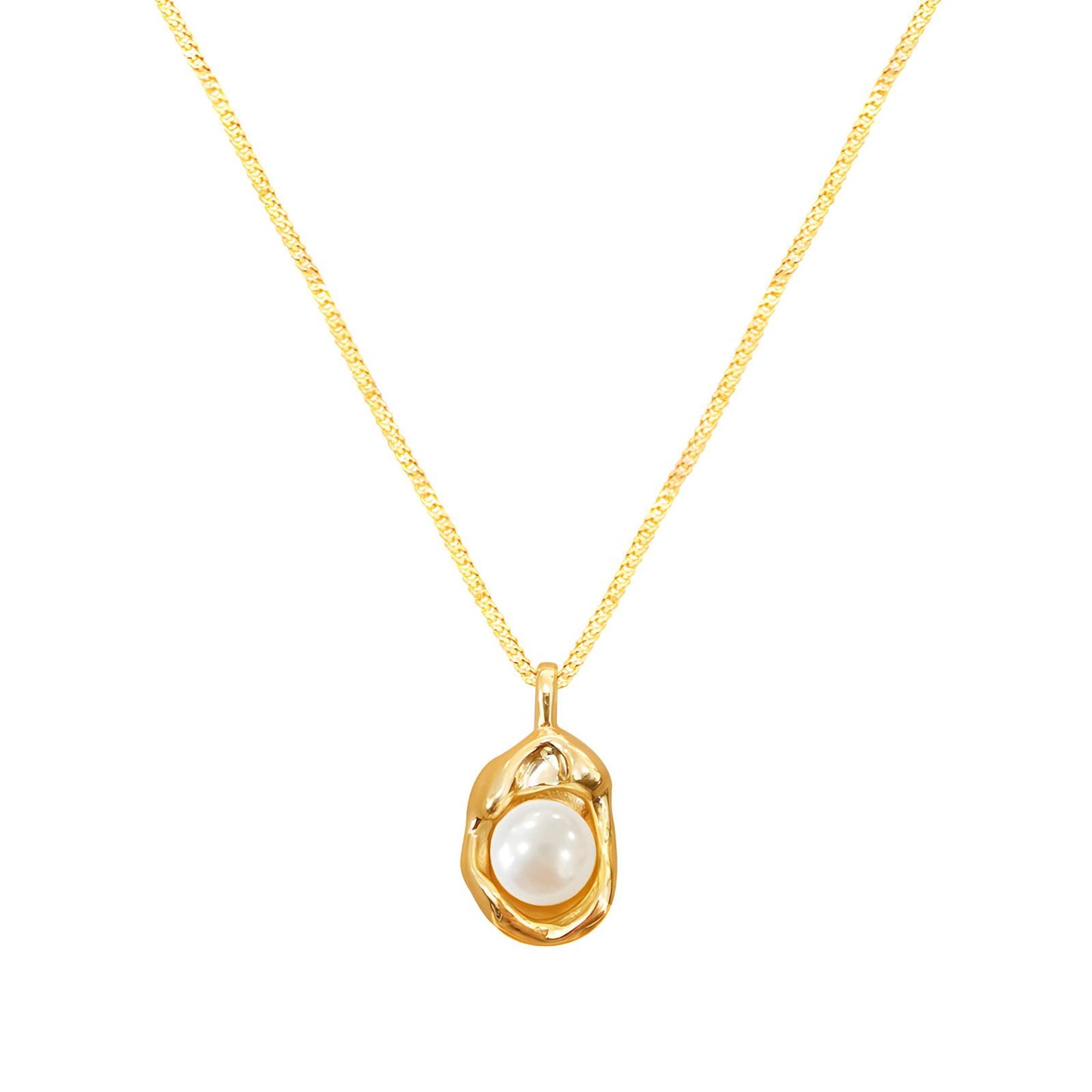 Gold Pearl Pendant Necklace