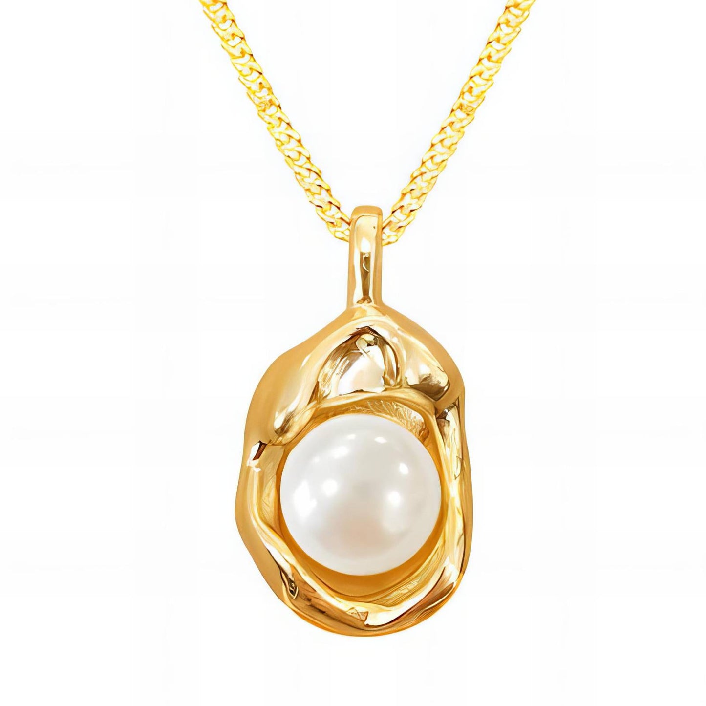 Gold Pearl Pendant Necklace