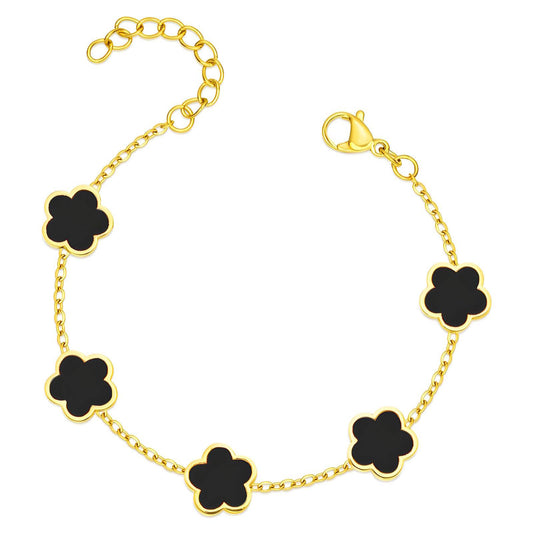 Golden Black Clover Charm Bracelet