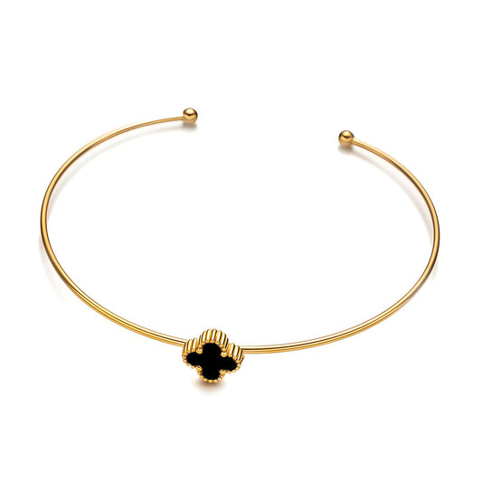 Golden Black Clover Bangle