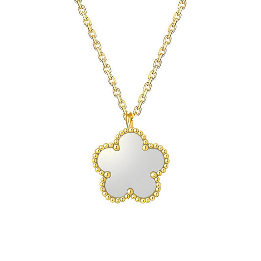 Golden Flower Mother-of-Pearl Pendant Necklace