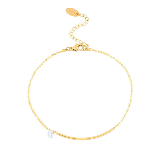 Minimalist Golden Anklet with Crystal Accent