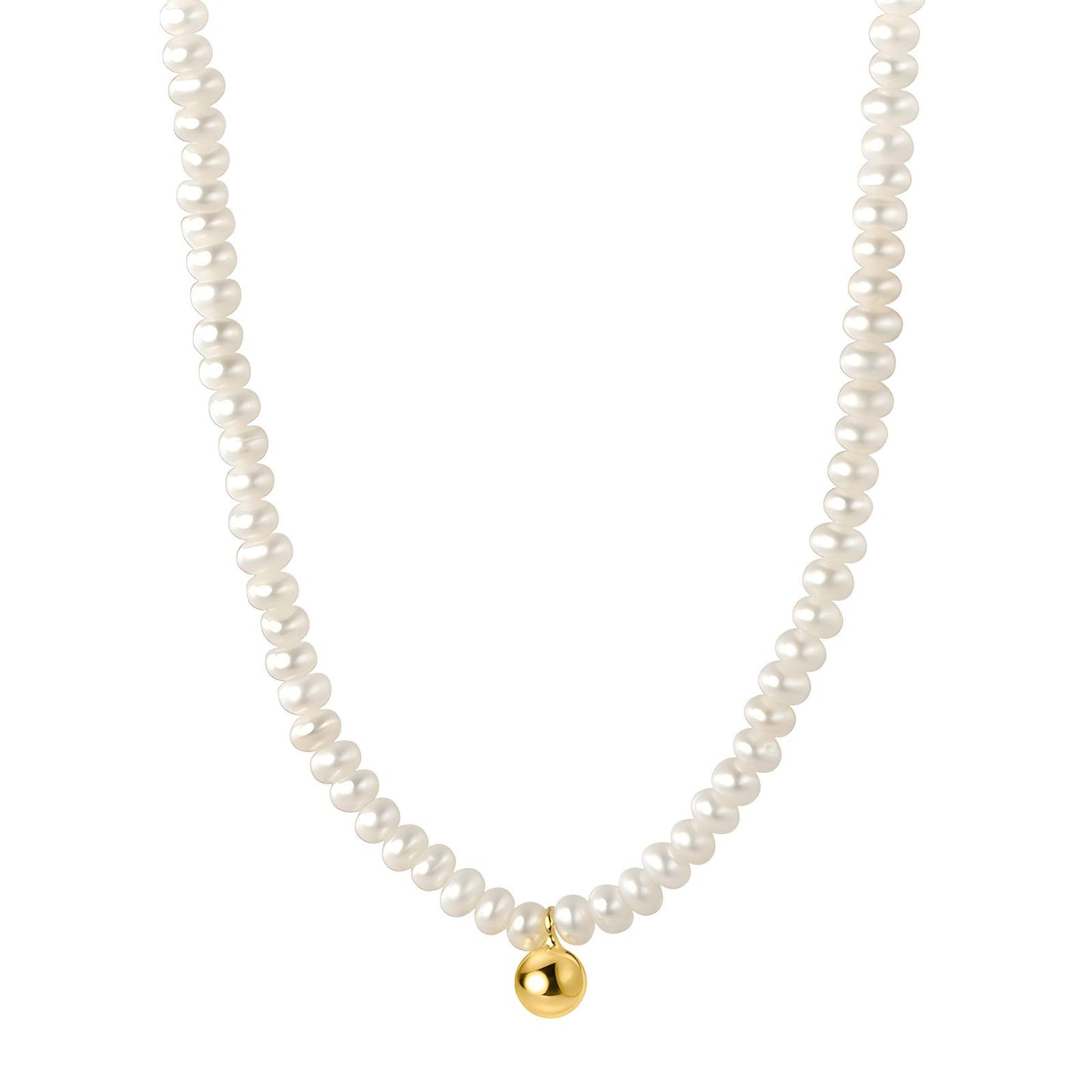 Classic Pearl Necklace with Gold Charm