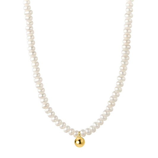 Classic Pearl Necklace with Gold Charm