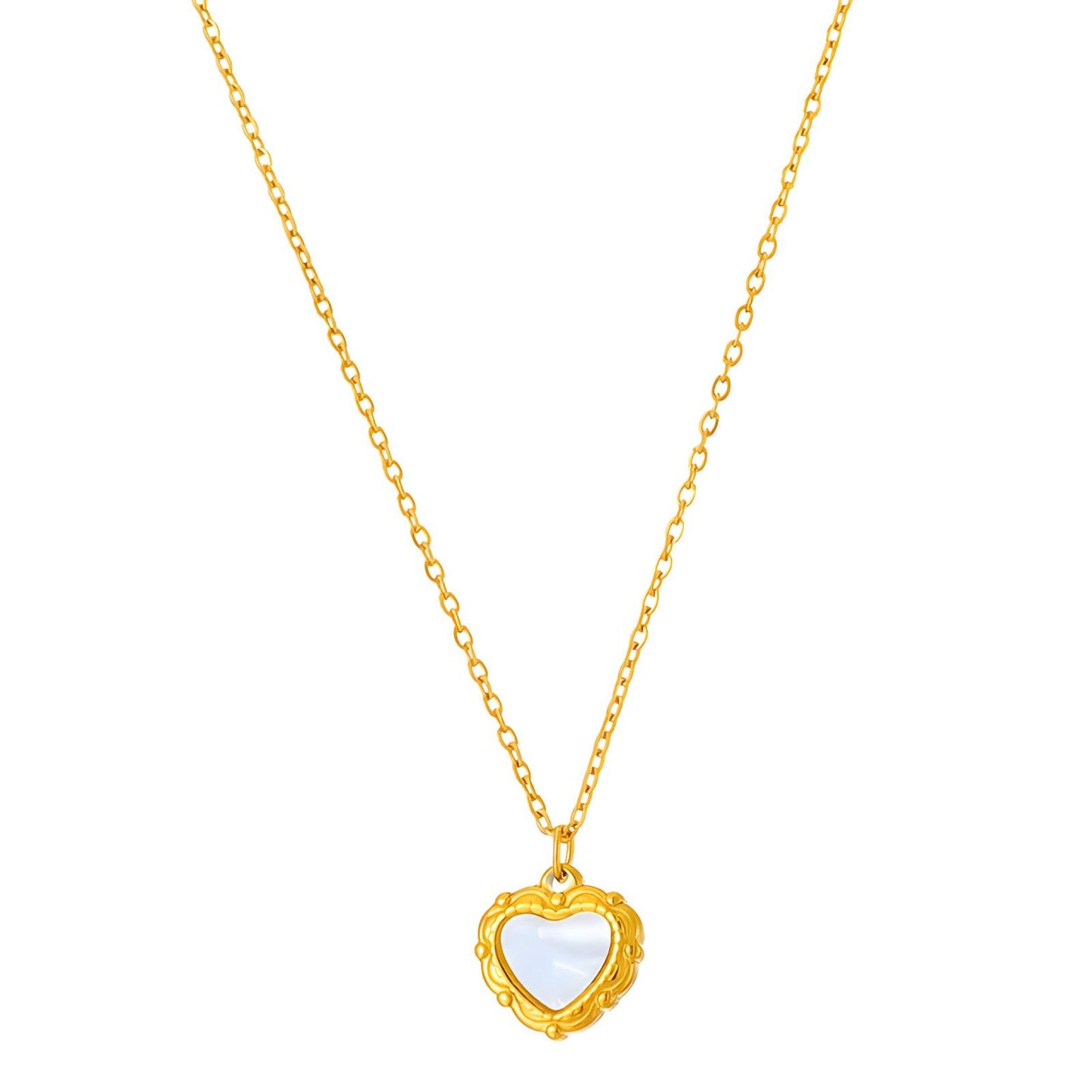 Golden Heart of Pearl Necklace