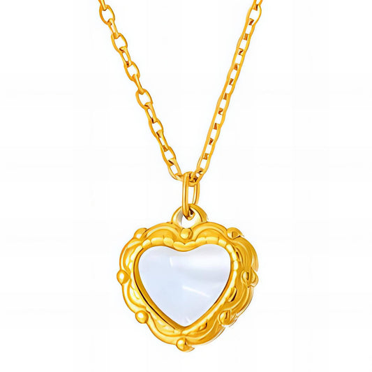 Golden Heart of Pearl Necklace