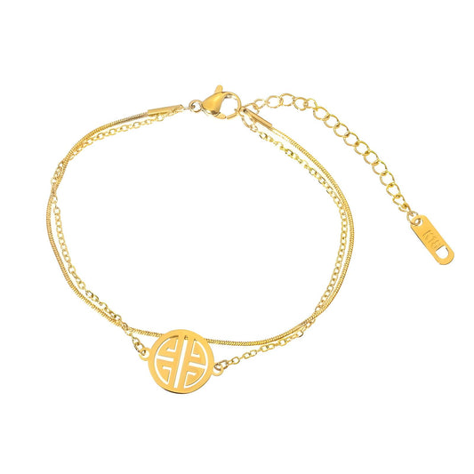 Golden Symbol Double Chain Anklet