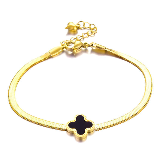 Golden Black Clover Chain Bracelet