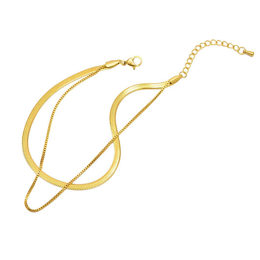 Golden Double Chain Anklet