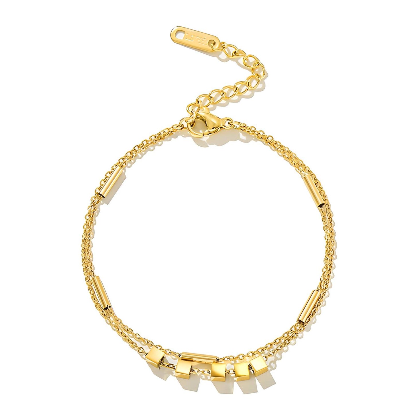 Delicate Gold Charm Bracelet with Geometric Accents