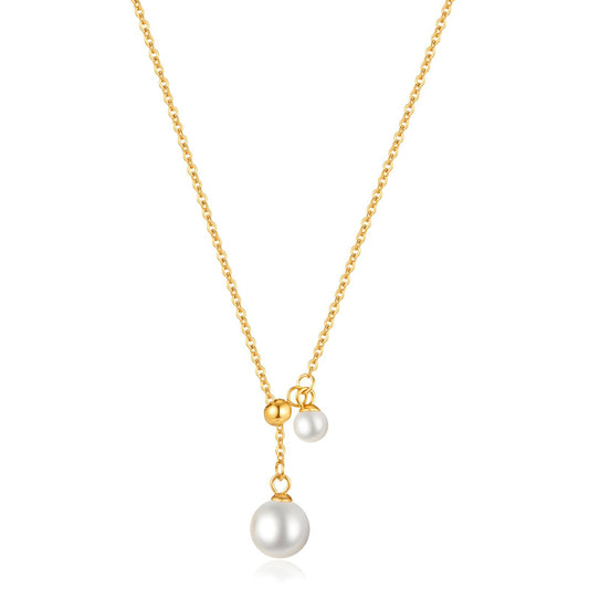 Double Pearl Drop Necklace