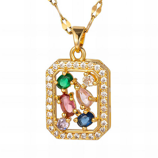 Colorful Cubic Zirconia Charm Necklace