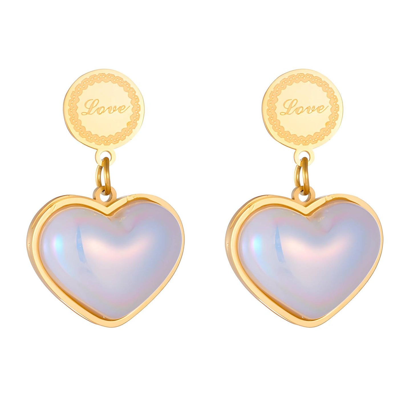 Golden Love Heart Drop Earrings