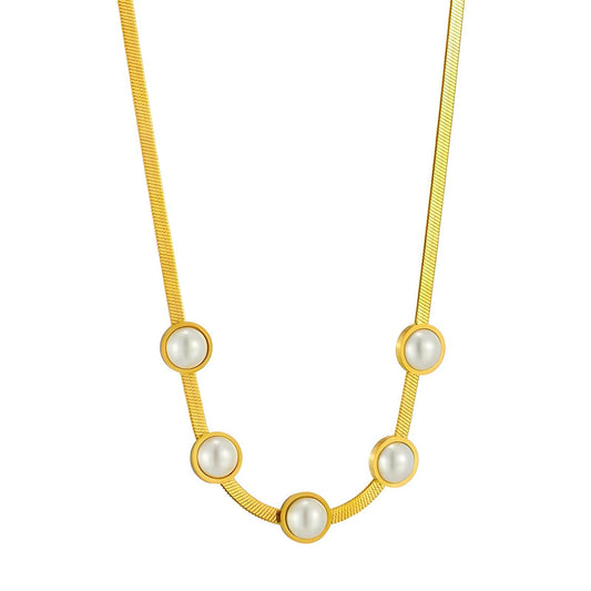 Golden Pearl Collar Necklace