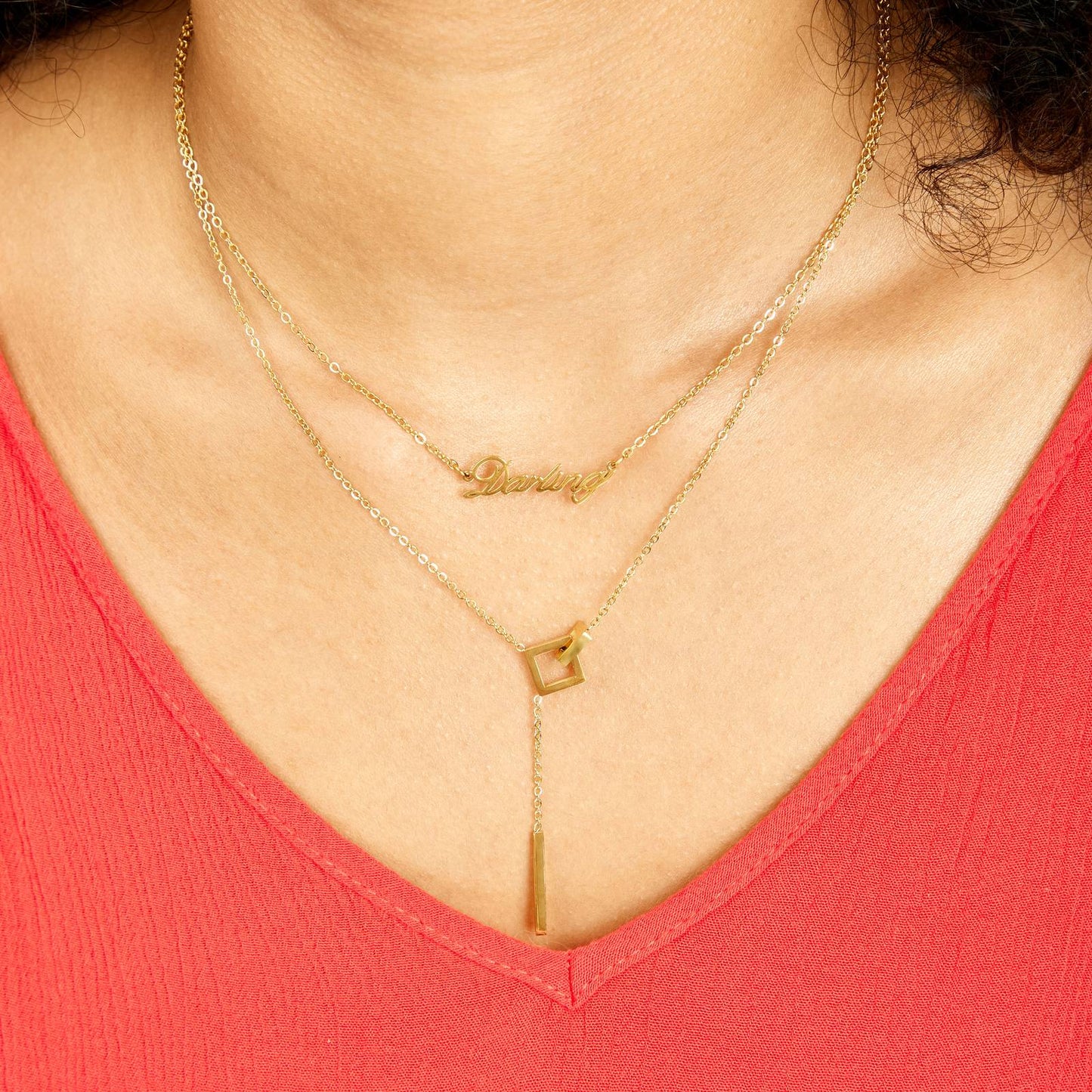 Geometric Gold Drop Necklace