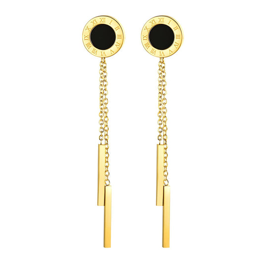 Roman Numeral Bar Drop Earrings