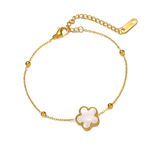 Golden Mother-of-Pearl Clover Bracelet