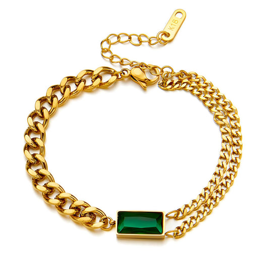 Green Cubic Zirconia Chain Bracelet